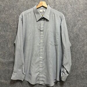 Ketch Button‎ Up Shirt Mens 17.5 34/35 Blue Striped Long Sleeve Cotton Pocket
